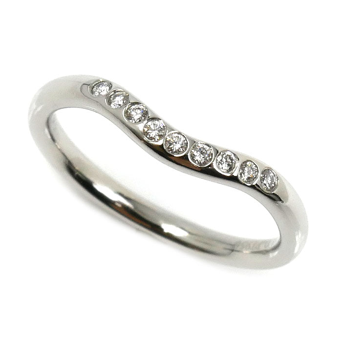 TIFFANY&Co. ティファニー Pt950プラチナ カーブドバンド ９Pダイヤ リング・指輪 60016938 ダイヤモンド 8号 3.0g レディース【中古】