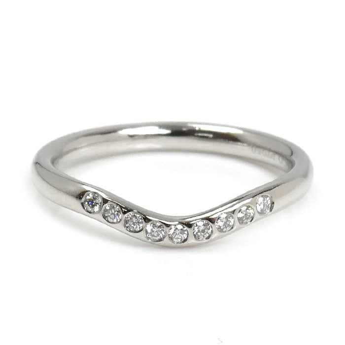 TIFFANY&Co. ティファニー Pt950プラチナ カーブドバンド ９Pダイヤ リング・指輪 60016938 ダイヤモンド 8号 3.0g レディース【中古】