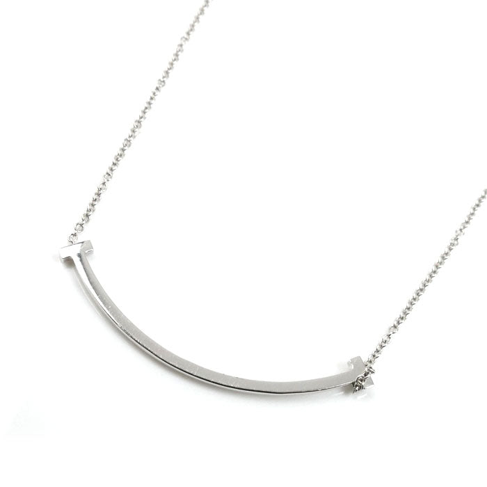 TIFFANY&Co. ティファニー K18WG ホワイトゴールド Tスマイル ダイヤ スモール ネックレス 63058793 ダイヤモンド 2.4g 40cm レディース【中古】