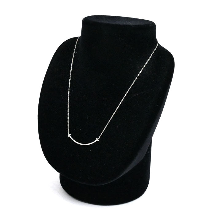 TIFFANY&Co. ティファニー K18WG ホワイトゴールド Tスマイル ダイヤ スモール ネックレス 63058793 ダイヤモンド 2.4g 40cm レディース【中古】