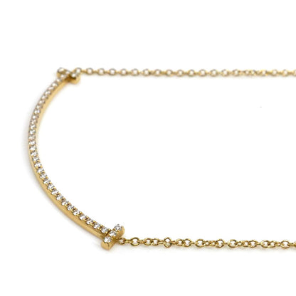 TIFFANY&Co. ティファニー K18YG イエローゴールド Tスマイル ダイヤ スモール ネックレス 63058777 ダイヤモンド 2.2g 40cm レディース【中古】