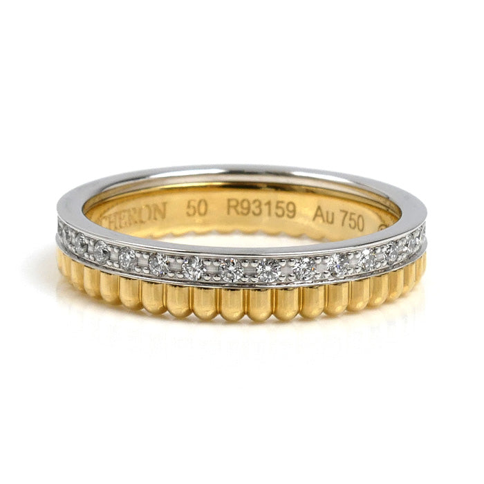 Boucheron ブシュロン K18WG ホワイトゴールド K18YG イエローゴールド キャトル ラディアント ハーフ フルパヴェ リング・指輪 JAL00134 ダイヤモンド 10号 50 3.4g レディース【中古】【美品】