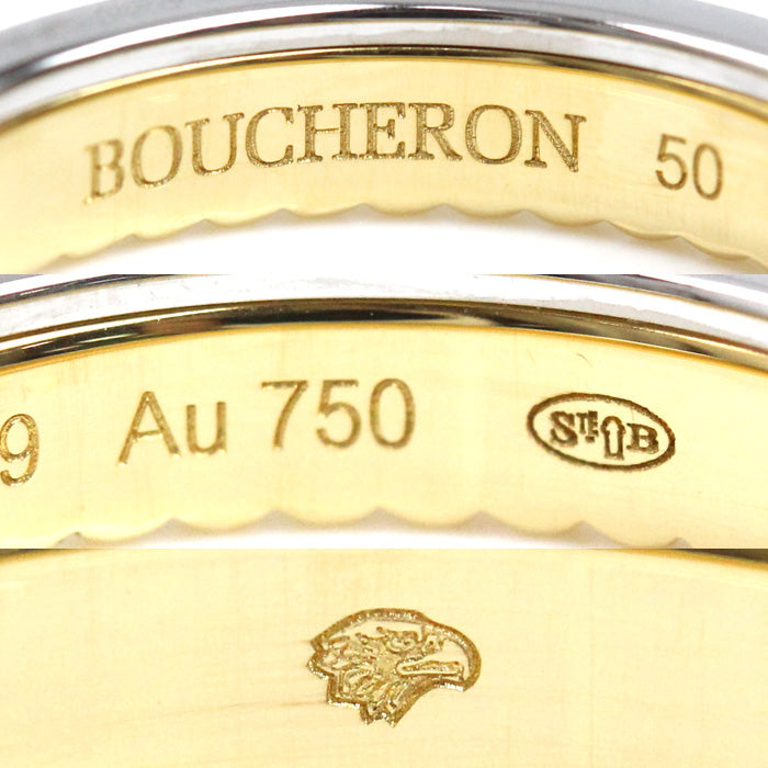 Boucheron ブシュロン K18WG ホワイトゴールド K18YG イエローゴールド キャトル ラディアント ハーフ フルパヴェ リング・指輪 JAL00134 ダイヤモンド 10号 50 3.4g レディース【中古】【美品】