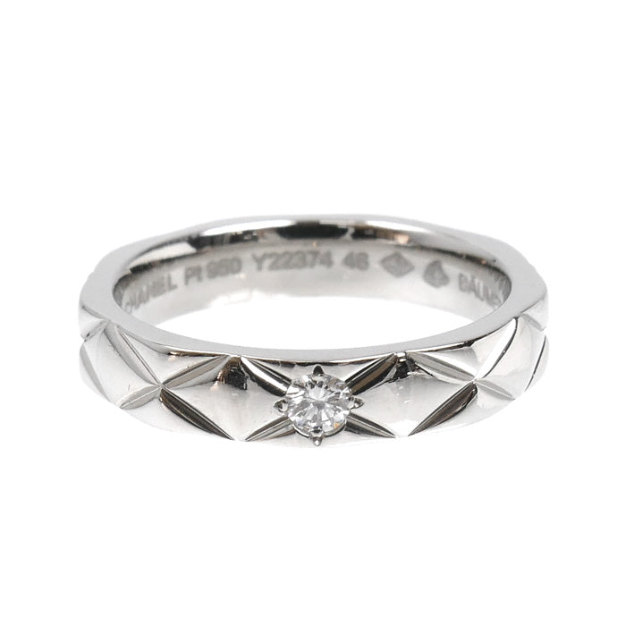 CHANEL シャネル Pt950プラチナ マトラッセ 1Pダイヤ リング・指輪 ダイヤモンド 6号 46 5.1g レディース【中古】【美品】