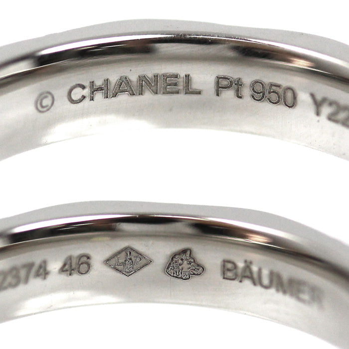 CHANEL シャネル Pt950プラチナ マトラッセ 1Pダイヤ リング・指輪 ダイヤモンド 6号 46 5.1g レディース【中古】【美品】