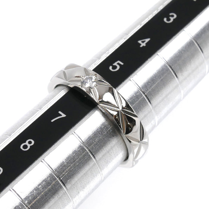 CHANEL シャネル Pt950プラチナ マトラッセ 1Pダイヤ リング・指輪 ダイヤモンド 6号 46 5.1g レディース【中古】【美品】
