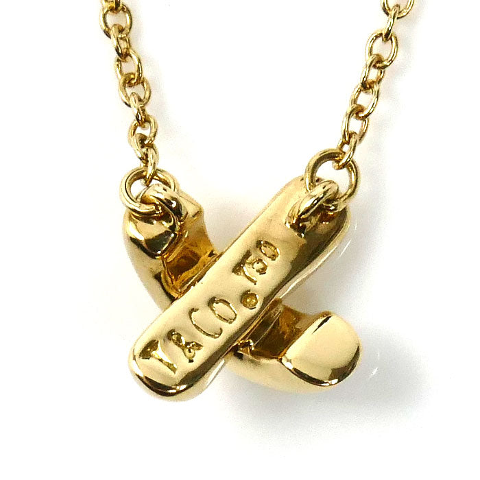 TIFFANY&Co. ティファニー K18YG イエローゴールド クロスステッチ ネックレス 2.7g 41cm レディース【中古】