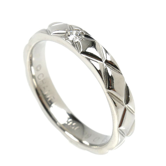 CHANEL シャネル Pt950プラチナ マトラッセ 1Pダイヤ リング・指輪 J2822 ダイヤモンド 8.5号 48 4.8g レディース【中古】【美品】