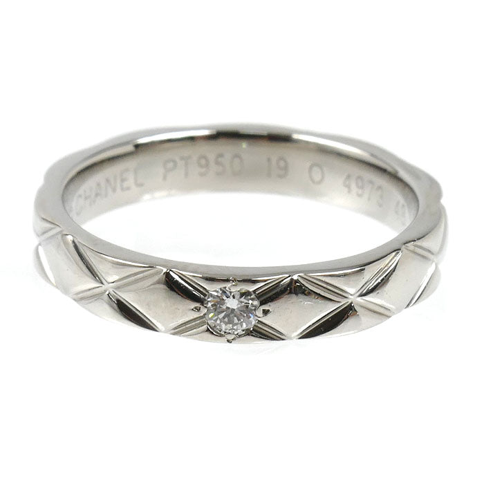 CHANEL シャネル Pt950プラチナ マトラッセ 1Pダイヤ リング・指輪 J2822 ダイヤモンド 8.5号 48 4.8g レディース【中古】【美品】