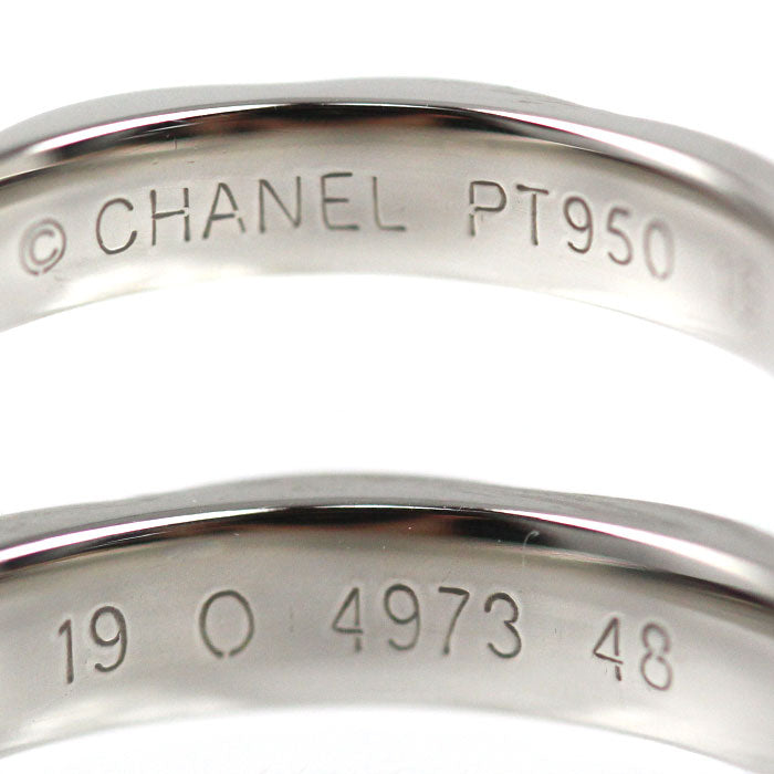 CHANEL シャネル Pt950プラチナ マトラッセ 1Pダイヤ リング・指輪 J2822 ダイヤモンド 8.5号 48 4.8g レディース【中古】【美品】