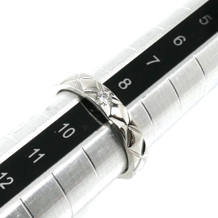 CHANEL シャネル Pt950プラチナ マトラッセ 1Pダイヤ リング・指輪 J2822 ダイヤモンド 8.5号 48 4.8g レディース【中古】【美品】