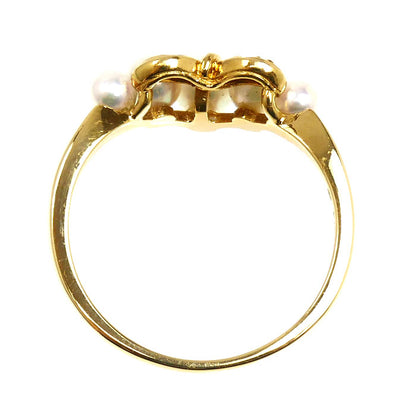 MIKIMOTO ミキモト K18YG イエローゴールド ベビーパール ダイヤ リング・指輪 アコヤパール約3～4.3mm ダイヤモンド 13号 2.6g レディース【中古】