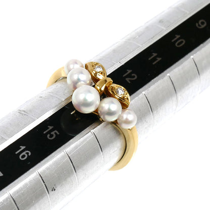 MIKIMOTO ミキモト K18YG イエローゴールド ベビーパール ダイヤ リング・指輪 アコヤパール約3～4.3mm ダイヤモンド 13号 2.6g レディース【中古】