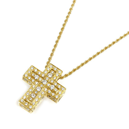 Damiani ダミアーニ K18YG イエローゴールド ベルエポック クロス ネックレス ダイヤモンド 9.0g 42/50cm サイドダイヤ レディース【中古】