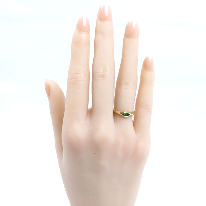 TIFFANY&Co. ティファニー K18YG イエローゴールド リング・指輪 エメラルド 8号 2.5g レディース【中古】