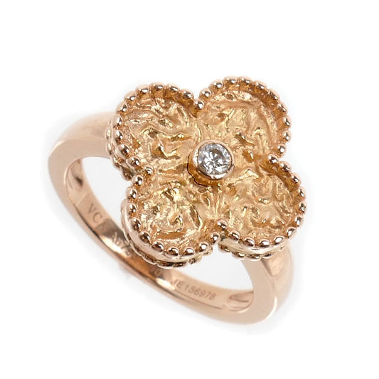 Van Cleef & Arpels ヴァンクリーフ＆アーペル K18PG ピンクゴールド ヴィンテージ アルハンブラ リング・指輪 ダイヤモンド 10号 50 7.6g レディース【中古】