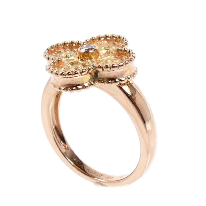 Van Cleef & Arpels ヴァンクリーフ＆アーペル K18PG ピンクゴールド ヴィンテージ アルハンブラ リング・指輪 ダイヤモンド 10号 50 7.6g レディース【中古】