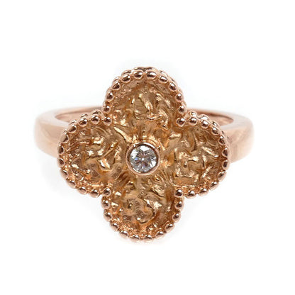 Van Cleef & Arpels ヴァンクリーフ＆アーペル K18PG ピンクゴールド ヴィンテージ アルハンブラ リング・指輪 ダイヤモンド 10号 50 7.6g レディース【中古】