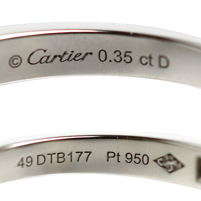 CARTIER カルティエ Pt950プラチナ ソリテール リング・指輪 ダイヤモンド0.35ct 9号 49 3.4g レディース【中古】【美品】