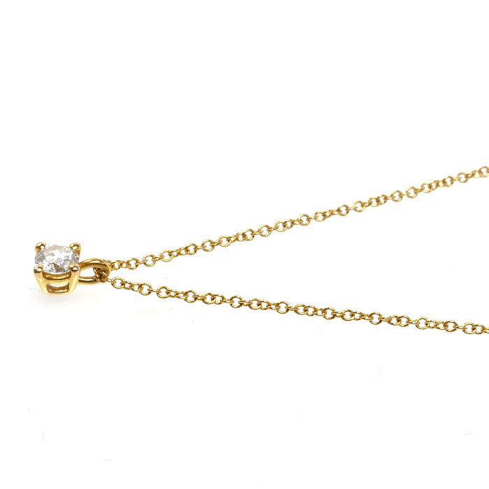 TIFFANY&Co. ティファニー K18YG イエローゴールド ソリティア ネックレス ダイヤモンド 1.8g 43.5cm レディース【中古】