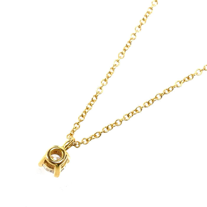 TIFFANY&Co. ティファニー K18YG イエローゴールド ソリティア ネックレス ダイヤモンド 1.8g 43.5cm レディース【中古】