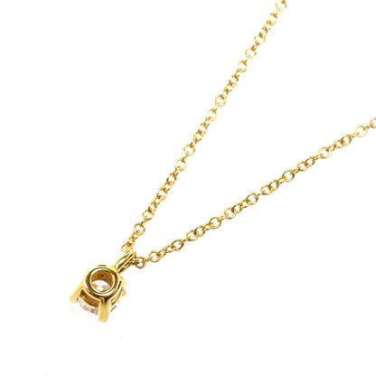 TIFFANY&Co. ティファニー K18YG イエローゴールド ソリティア ネックレス ダイヤモンド 1.8g 43.5cm レディース【中古】