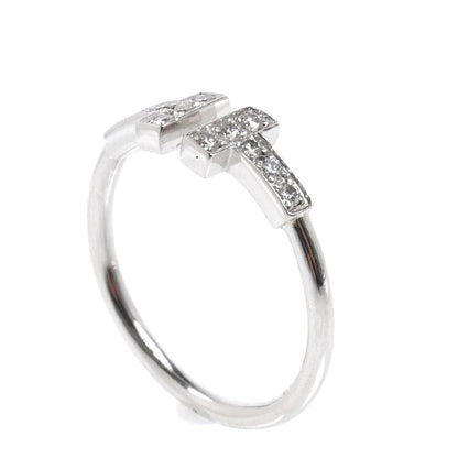 TIFFANY&Co. ティファニー K18WG ホワイトゴールド Tワイヤー リング・指輪 ダイヤモンド 10.5号 2.4g レディース【中古】【美品】