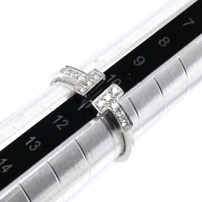 TIFFANY&Co. ティファニー K18WG ホワイトゴールド Tワイヤー リング・指輪 ダイヤモンド 10.5号 2.4g レディース【中古】【美品】
