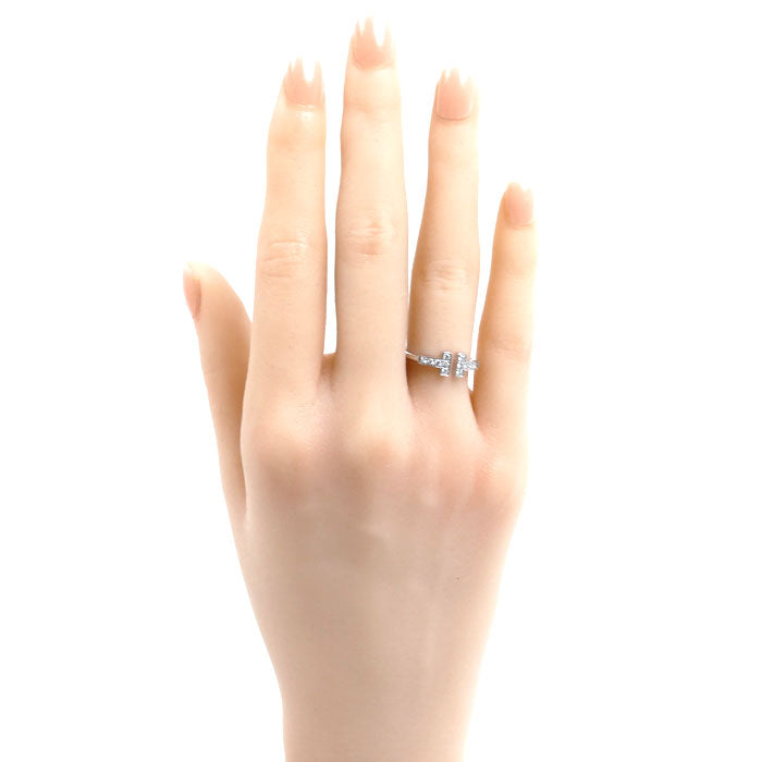 TIFFANY&Co. ティファニー K18WG ホワイトゴールド Tワイヤー リング・指輪 ダイヤモンド 10.5号 2.4g レディース【中古】【美品】