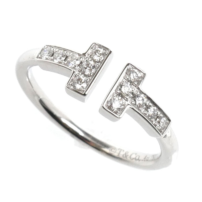 TIFFANY&Co. ティファニー K18WG ホワイトゴールド Tワイヤー リング・指輪 60147237 ダイヤモンド 8号 2.3g レディース【中古】【美品】