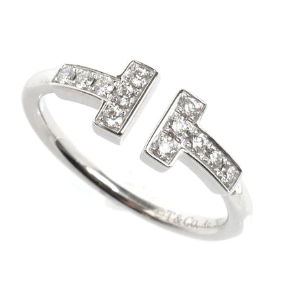 TIFFANY&Co. ティファニー K18WG ホワイトゴールド Tワイヤー リング・指輪 60147237 ダイヤモンド 8号 2.3g レディース【中古】【美品】