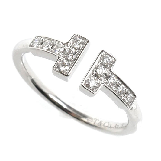 TIFFANY&Co. ティファニー K18WG ホワイトゴールド Tワイヤー リング・指輪 60147237 ダイヤモンド 8号 2.3g レディース【中古】【美品】