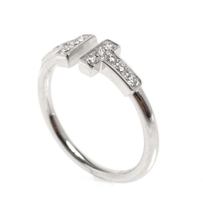 TIFFANY&Co. ティファニー K18WG ホワイトゴールド Tワイヤー リング・指輪 60147237 ダイヤモンド 8号 2.3g レディース【中古】【美品】