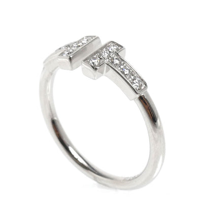 TIFFANY&Co. ティファニー K18WG ホワイトゴールド Tワイヤー リング・指輪 60147237 ダイヤモンド 8号 2.3g レディース【中古】【美品】