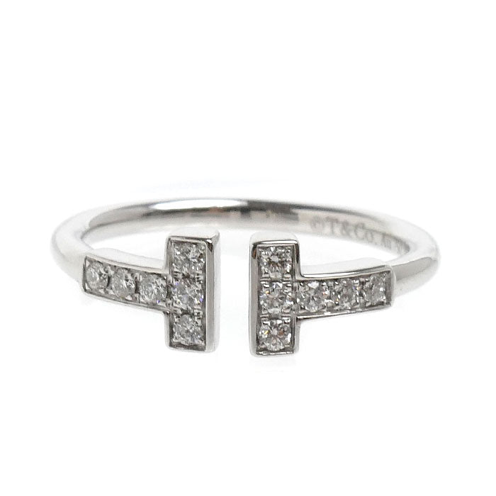 TIFFANY&Co. ティファニー K18WG ホワイトゴールド Tワイヤー リング・指輪 60147237 ダイヤモンド 8号 2.3g レディース【中古】【美品】