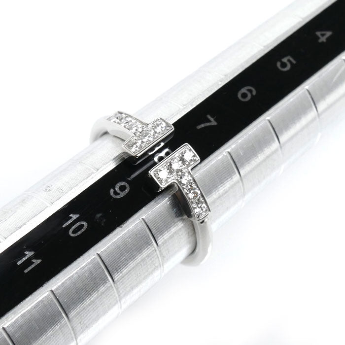 TIFFANY&Co. ティファニー K18WG ホワイトゴールド Tワイヤー リング・指輪 60147237 ダイヤモンド 8号 2.3g レディース【中古】【美品】