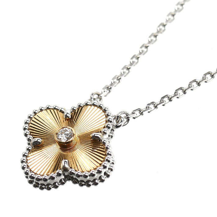 Van Cleef & Arpels ヴァンクリーフ＆アーペル K18WG ホワイトゴールド K18PG ピンクゴールド ヴィンテージアルハンブラ ネックレス VCARPNTH00 7.5g 37/41cm 2024年ホリデー限定 レディース【中古】