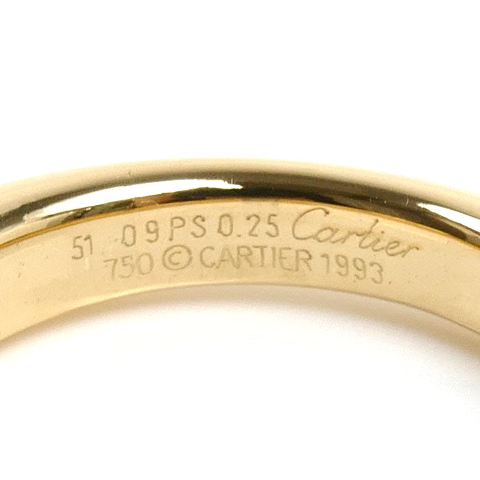 CARTIER カルティエ K18YG イエローゴールド エリプス リング・指輪 ダイヤモンド0.25ct 11号 51 8.8g レディース【中古】【美品】