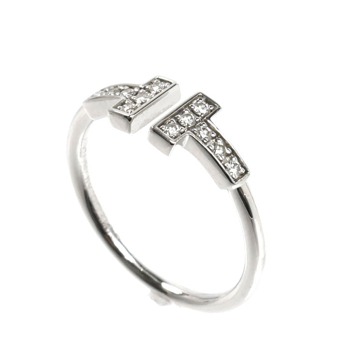 TIFFANY&Co. ティファニー K18WG ホワイトゴールド Tワイヤー ダイヤ リング・指輪 60147236 ダイヤモンド 13号 2.7g レディース【中古】【美品】