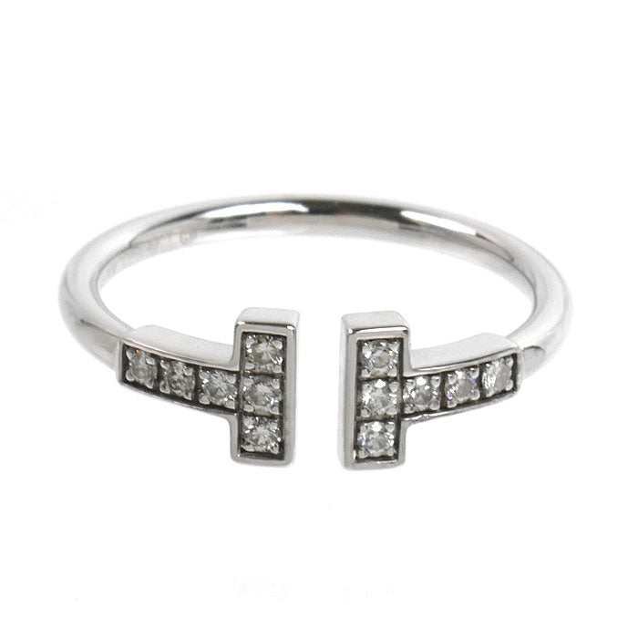 TIFFANY&Co. ティファニー K18WG ホワイトゴールド Tワイヤー ダイヤ リング・指輪 60147236 ダイヤモンド 13号 2.7g レディース【中古】【美品】