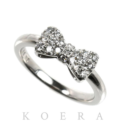Ponte Vecchio ポンテヴェキオ K18WG ホワイトゴールド リング・指輪 ダイヤモンド0.23ct 7号 3.4g リボン レディース【中古】【美品】