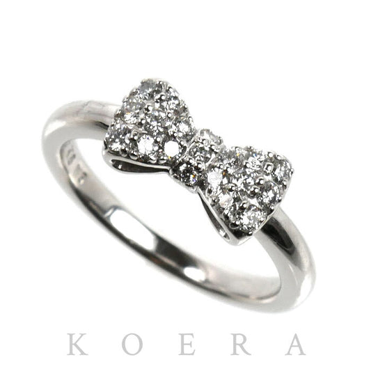 Ponte Vecchio ポンテヴェキオ K18WG ホワイトゴールド リング・指輪 ダイヤモンド0.23ct 7号 3.4g リボン レディース【中古】【美品】