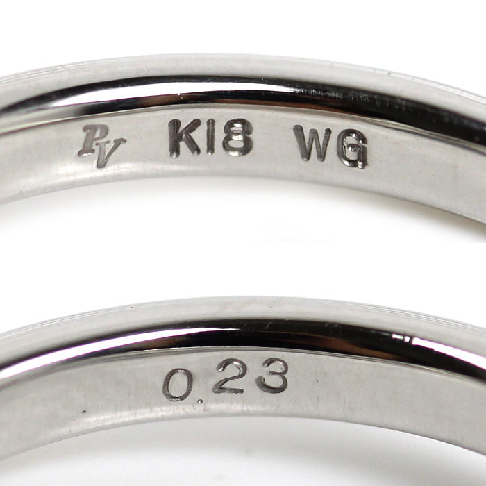 Ponte Vecchio ポンテヴェキオ K18WG ホワイトゴールド リング・指輪 ダイヤモンド0.23ct 7号 3.4g リボン レディース【中古】【美品】