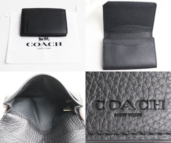 COACHブラックエンボスバッグ COACH コーチ カードケース ブラック 91308 QB/BK アウトレット メンズ