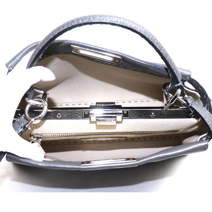 FENDI フェンディ セレリア ピーカブー レギュラー 2Wayショルダーバッグ グレー 8BN290 レディース【中古】【美品】