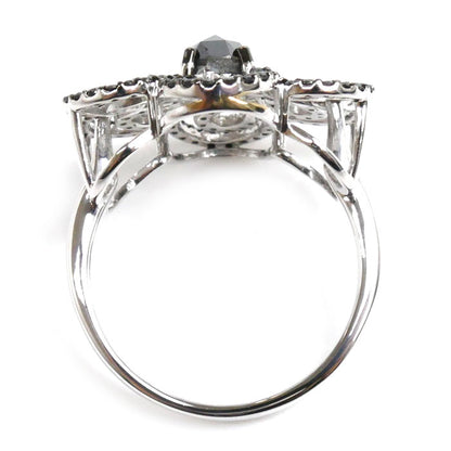 ESTELLE エステール K18WG ホワイトゴールド フラワーモチーフ リング・指輪 ブラックダイヤモンド0.81ct ダイヤモンド0.64ct 16号 5.8g レディース【中古】【美品】