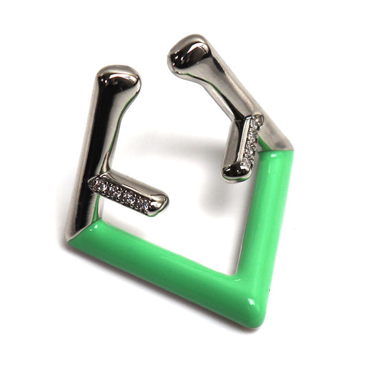 FENDI フェンディ 真鍮 クリスタル ファースト イヤーカフ イヤリング 8AH954 A7QX F1KVK レディース【中古】【美品】