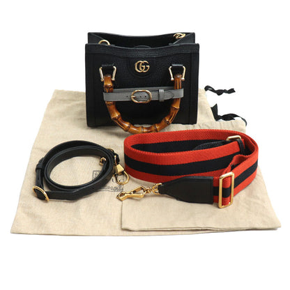 GUCCI グッチ ダイアナ ミニトート 2Wayショルダーバッグ ブラック 702732 U3ZDT 1073 レディース【中古】【美品】