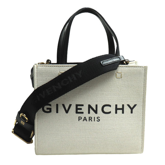 GIVENCHY ジバンシィ 2WAY キャンバス ハンドバッグ 2Wayショルダーバッグ ベージュ ブラック BB50N0B1DR レディース【中古】