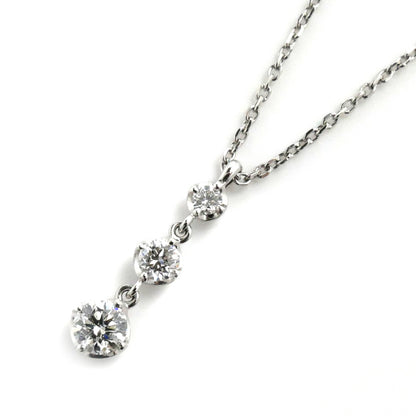 4℃ ヨンドシー Pt850プラチナ ダイヤ ネックレス ダイヤモンド0.169ct 2.7g 38～42cm 3ポイント レディース【中古】